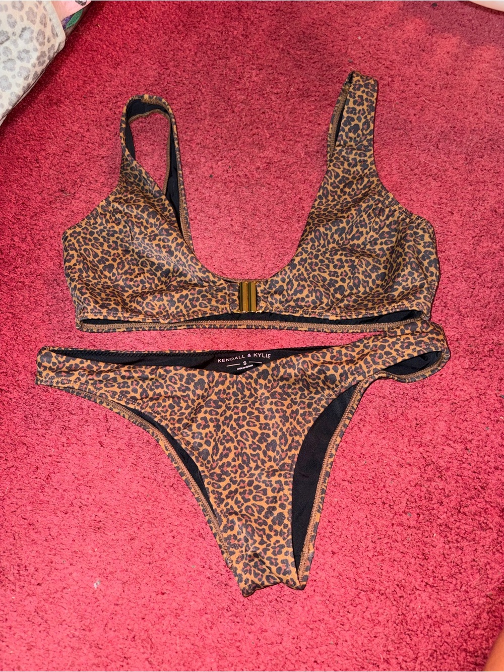 Kendall & Kylie Leopard Print Brown Bikini Set
